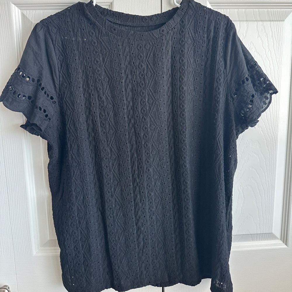 SHEIN Black Textured Blouse